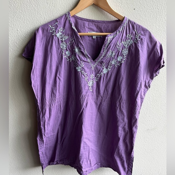 Purple embroidered tunic like top - Picture 1 of 6